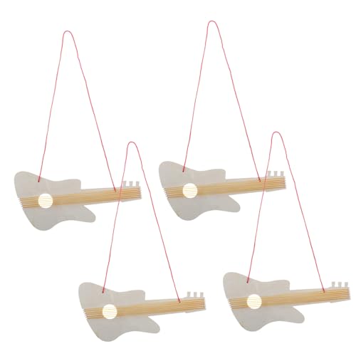 VANZACK 4 Sätze Unbemalte Holzgitarre für DIY Musikspielzeug Ergonomisch Kinderhandgröße Sicher und Tragbar Kreatives Musikinstrument zum Bemalen und Basteln von VANZACK