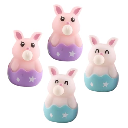 VANZACK 4 Stck Teiliges Squeeze Kaninchen Cartoon Bunny Design Stressabbauendes Antistress und Erwachsene Elastisch und Langlebig für Ostern und Kinderfeste von VANZACK