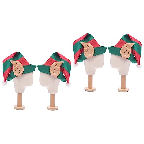 VANZACK 4 Stck. Weihnachtlicher Clownshut Rot Grün Gestreift Lustige Elfenmütze für Weihnachtsfeier Unisex Foto Requisite Einfach Zu Tragen und Pflegeleicht VANZACK 4 Stck. Weihnachtlicher Clownshut Rot Grün Gestreift Lustige Elfenmütze für Weihnachtsfeier Unisex Foto Requisite Einfach Zu Tragen und Pflegeleicht von VANZACK