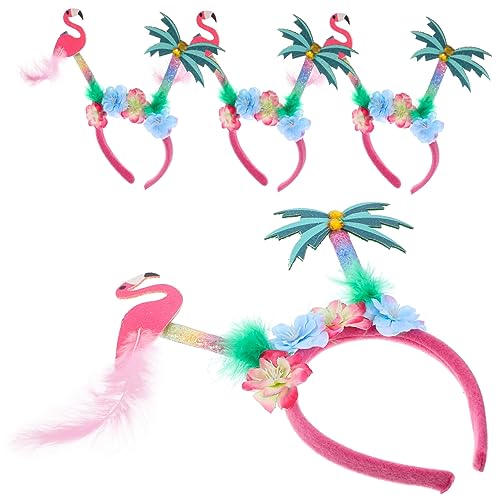 VANZACK 4 Stück Flamingo Haarkränze Flexibler Kopfschmuck für Hawaii Partys Sommerveranstaltungen Strand und Poolfeiern Cosplay Zubehör für Luau Feiern von VANZACK