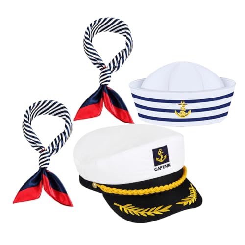 VANZACK 4 Stück Marinehut und Schal Set Nautische Kostüme für Partys Halloween und Cosplay für Männer und Frauen Einfach zu Reinigen und Langlebig VANZACK 4 Stück Marinehut und Schal Set Nautische Kostüme für Partys Halloween und Cosplay für Männer und Frauen Einfach zu Reinigen und Langlebig von VANZACK