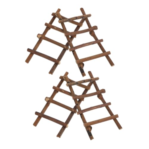 VANZACK 4 Stück Mini Rattanleiter Natürliche Miniatur Puppenhaus Leiter für DIY Mikro Landschaft Dekor und Puppenmöbel von VANZACK