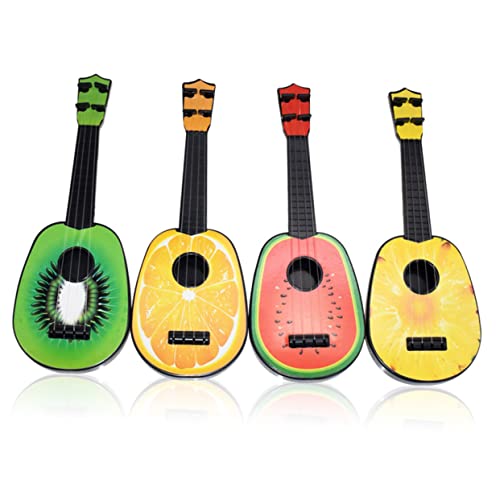 VANZACK 4 Stück Mini Ukulele Set Fruchtform Gitarre für Musikinstrumente Pädagogisches Musikverständnis und Kreativität Wassermelone Ananas von VANZACK