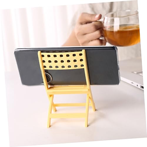 VANZACK 4 Stück Miniatur Klappstuhl Teiliges Dekorativer Dollhouse Stuhl aus Robustem Material Multifunktionaler Mobiler Handyhalter Kirschblütenrosa Himmelblau und Käsegelb Praktisch und von VANZACK