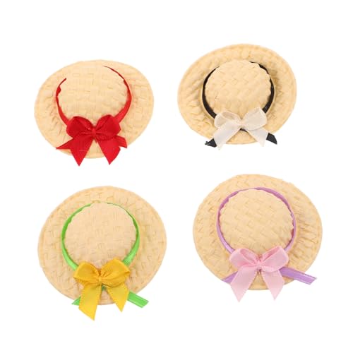 VANZACK 4 Stück Puppendeko Mütze Winzige Mütze Winzige Strickmütze Puppenmütze Puppenstrickmütze Kleine Handarbeitsmütze Mini Strickmützen Mini Zylinderhut Zum Basteln Weben von VANZACK