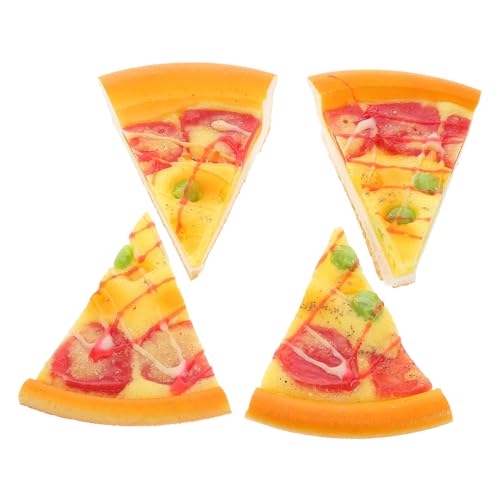VANZACK 4 Stück Realistische PU Käse Pizza Scheiben Künstliche Pizza für Spielküche und Dekoration für Kreative Heimdekoration Hochwertige Nachbildung von VANZACK