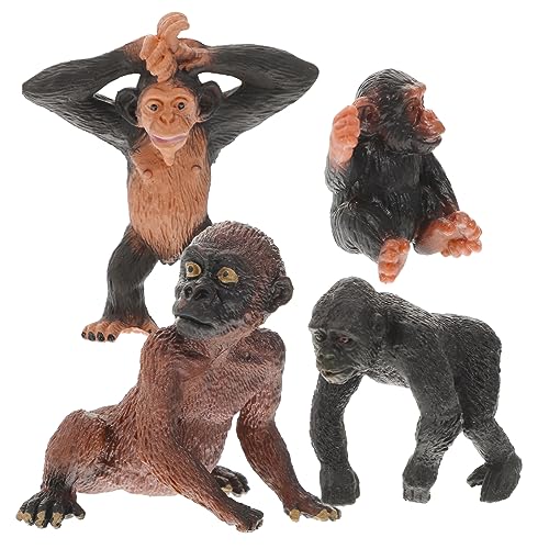VANZACK 4 Stück Schimpansen Figuren Realistische Wildtier Modelle für Dekoration für Schreibtisch Bücherregal für Geburtstage Feiertage von VANZACK