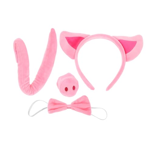 VANZACK 4 Stück Schweinchen-Anziehset Halloween-Schwein-Kostüm weiche Schweinenase rosa Fliege Schweineohr Haarreifen Tierohren und Schwanzkostüm Schweinohren Stirnband Kurzer Plüsch VANZACK 4 Stück Schweinchen-Anziehset Halloween-Schwein-Kostüm weiche Schweinenase rosa Fliege Schweineohr Haarreifen Tierohren und Schwanzkostüm Schweinohren Stirnband Kurzer Plüsch von VANZACK