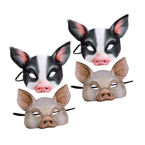 VANZACK 4 Stück Schweinemasken Halbgesicht Tiermaske für Karneval Kostümparty Atmungsaktiv Leicht Cosplay Masquerade Halloween Fasching Zubehör zweifarbig VANZACK 4 Stück Schweinemasken Halbgesicht Tiermaske für Karneval Kostümparty Atmungsaktiv Leicht Cosplay Masquerade Halloween Fasching Zubehör zweifarbig von VANZACK