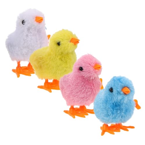 VANZACK 4 Stück Simulation Küken Kleinkind Springspielzeug Mini Hühner Realistisches Huhn Quietschendes Huhn Eierlegendes Hühnerspielzeug Interaktives Plüschtier Huhn Hühnerschleife Spiel von VANZACK