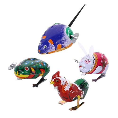 VANZACK 4 Stück Teiliges Aufziehspielzeug aus Eisen Buntes Aufziehspielzeug-Tierset mit Springenden Figuren Sichere und Langlebige Dekoratives Blechspielzeug für Jungen und Mädchen von VANZACK