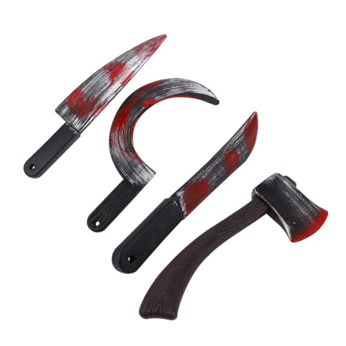 VANZACK 4 Stück Teiliges Halloween Party Zubehör Kunststoff Attrappen Axt Sense Messer Leicht und Robust für Gruselige Kostüm Dekoration Cosplay Bühnenauftritt VANZACK 4 Stück Teiliges Halloween Party Zubehör Kunststoff Attrappen Axt Sense Messer Leicht und Robust für Gruselige Kostüm Dekoration Cosplay Bühnenauftritt von VANZACK