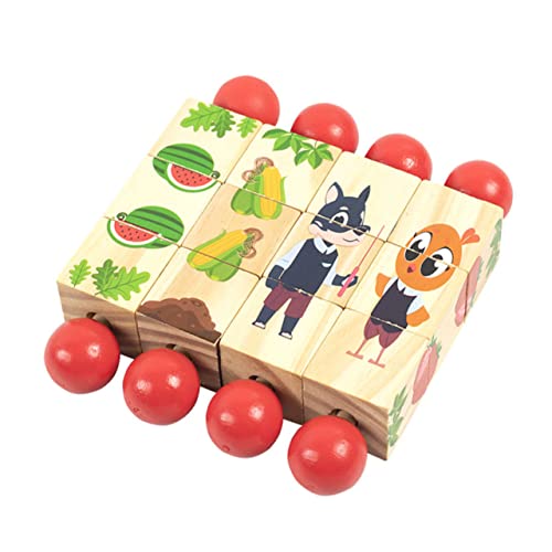 VANZACK 4 Stück Teiliges Lernspielzeug Rotierendes Stereo Puzzle mit Tiermotiven Holzmuster für Frühkindliche Bildung für Kognitive Fähigkeiten und Kreatives Spiel von VANZACK
