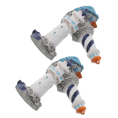 VANZACK 4 Stück Teiliges Mini Leuchtturm Resin Mediterraner Stil Nautische Miniatur Figuren für Garten Tischdekoration und Mikrolandschaft Kompakte Bunte Küsten-Accessoires für Zuhause und von VANZACK