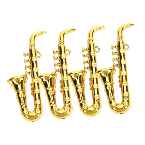 VANZACK 4 Stück Teiliges Miniatur Saxophon Detailgetreue Mini Musikinstrumente für Puppenhaus Dekoration Realistische Saxophon Modelle Kunstvolle Tischdekoration für Musikliebhaber und von VANZACK
