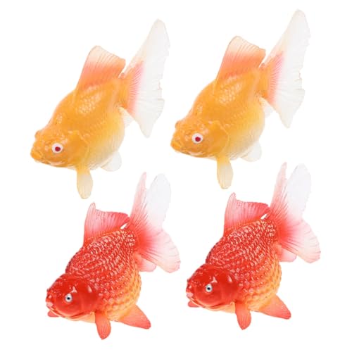 VANZACK 4 Stück Teiliges Realistische Goldfisch Figuren aus Ungiftigem Kunststoff Schwimmend und Sicher für Dekorative Fischmodell Ornamente für Aquarium Teich Garten und von VANZACK