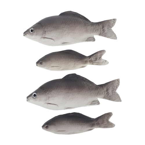 VANZACK 4 Stück Teiliges Realistische PU Kunstfische Lebensechte Künstliche Fischmodelle für Food Fotografie und Küchendekor Langlebige Farbstabile Deko ohne Geruch für Aquarium und Teich von VANZACK