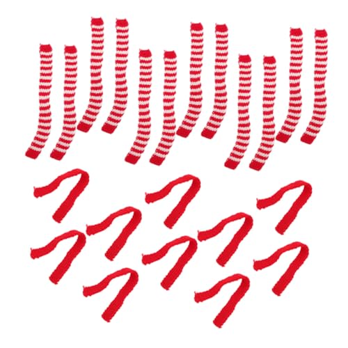 VANZACK 40 Stck. Teiliges Mini Puppenschals aus Weicher Wolle Fein Gestrickt Rot Weiß und Rot Grün Gestreift Flexible Dekorative Accessoires für Puppen Party Mitgebsel und von VANZACK
