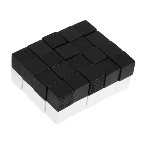 VANZACK 40 Stück Teiliges Mini Holz Schach und Damespiel Zubehör Quadratische Schwarz Weiße Spielfiguren Leicht Kompakt und Tragbar als Ersatzteile für Brettspiele und Unterwegs von VANZACK