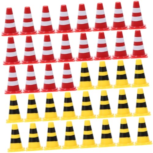 VANZACK 40 Stück Teiliges Mini verkehrszeichen Kleine Verkehrsleitkegel in Rot und Gelb Pädagogisches Lernspielzeug für Verkehrserziehung und Interaktiven Eltern Junge Mädchen von VANZACK
