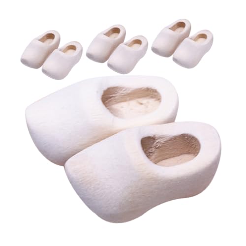 VANZACK 4Paare Holzschuhe für Puppenhaus Unvollendete Klompen aus Holz für DIY Bastelprojekte Glatte Oberfläche für Kreative Gestaltung Handgefertigte von VANZACK