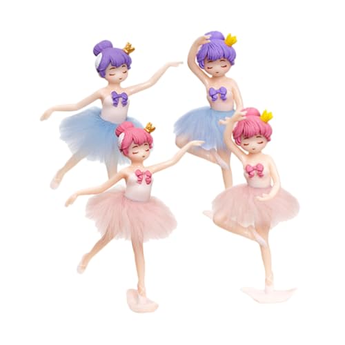 VANZACK 4Stücke Ballett Figuren DIY Cake Topper Für Geburtstagskuchen Tanzendes Dekoration Ballerina Tortenaufsatz Für Süße Tischdeko Für Feiern von VANZACK