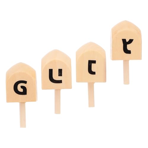 VANZACK 4Stücke Handbemalte Holzdreidels für DIY Chanukka Bastelset Nachhaltig und Leicht zu Bemalen Feiertagsgeschenke und Kreative Projekte von VANZACK