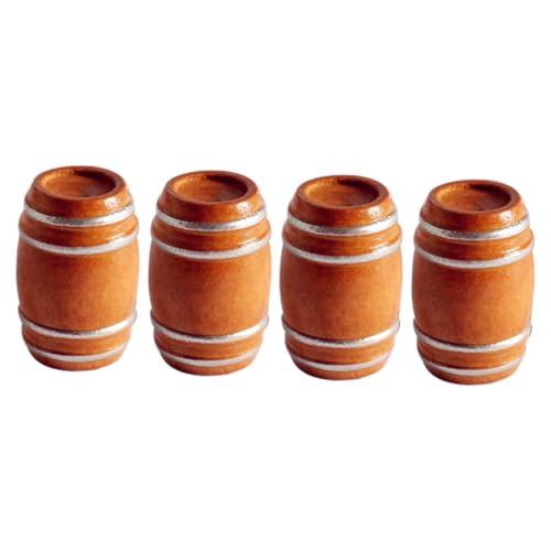 VANZACK 4Stücke Holzfass Mini Bierfässer für Minihäuser Exquisites Deko Zubehör für Mikrolandschaften Langlebig und Detailreich für Kreative Raumgestaltung von VANZACK