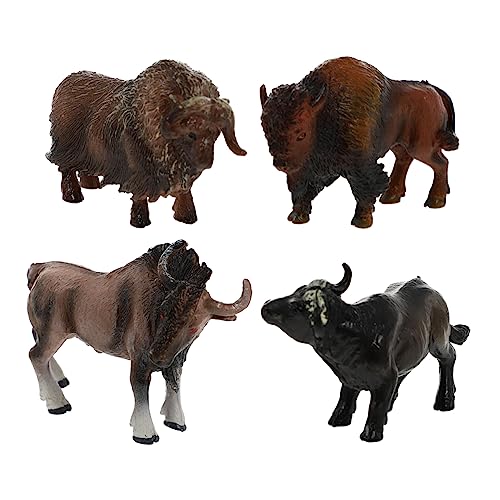 VANZACK 4Stücke Mini Simulation Hochlandkuh Figuren Wildtiere Modell Für Lernspielzeug Tierkognition Für Jungen von VANZACK