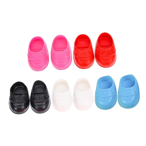 VANZACK 5 Paare Miniatur Puppenschuhe Doll House Shoes Mini Schuhe für Puppenhaus Dekoration Bunte Flache Schuhe in Rot Blau Realistische Miniaturfiguren Zubehör von VANZACK