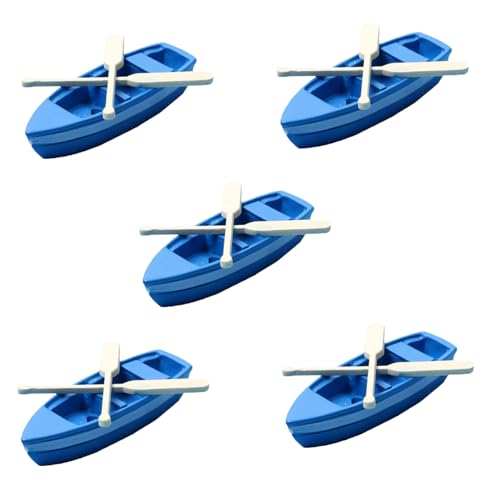 VANZACK 5 Sätze Miniatur Modell mit Holzpaddeln Micro Summer Beach Kit Dekoratives Holzboot für Puppenhaus und Kinderspiel Tragbar Vielseitig für Haus und Gartendeko von VANZACK