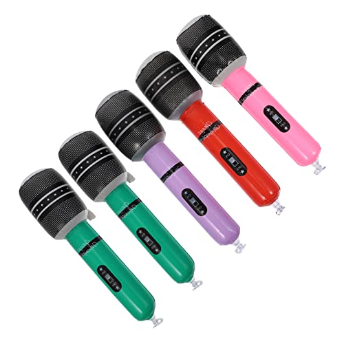 VANZACK 5 Stück Aufblasbares Mikrofon für Zufälligen Farben für Partys Requisiten Sicher und Langlebig Zufällige Farbe Zufällige Farbe von VANZACK