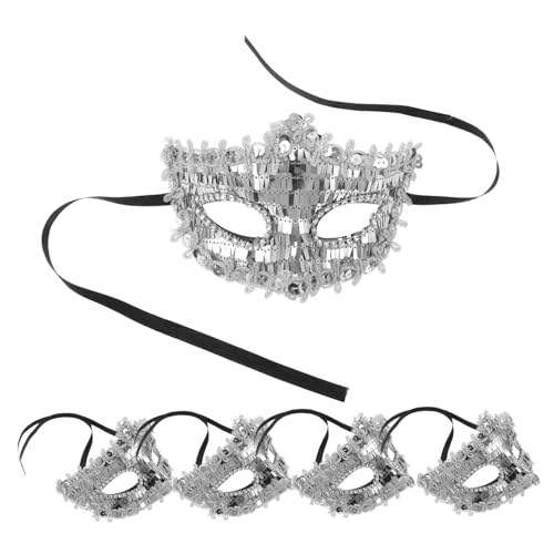 VANZACK 5 Stück Glänzende Halbgesichts Masken für Frauen Leichte Atmungsaktive und Halloween Masken Vielseitig für Kostümparty Hochzeit Ball und Cosplay Geeignet von VANZACK