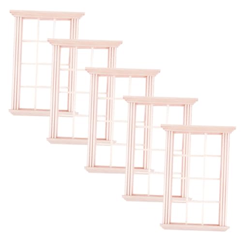 VANZACK 5 Stück Miniatur Holzfenster Teiliges Puppenhaus Fensterrahmen aus Holz Realistisches Zubehör für DIY Puppenmöbel Pädagogisches Feinmotorik und Kreativen Raumgestaltung von VANZACK