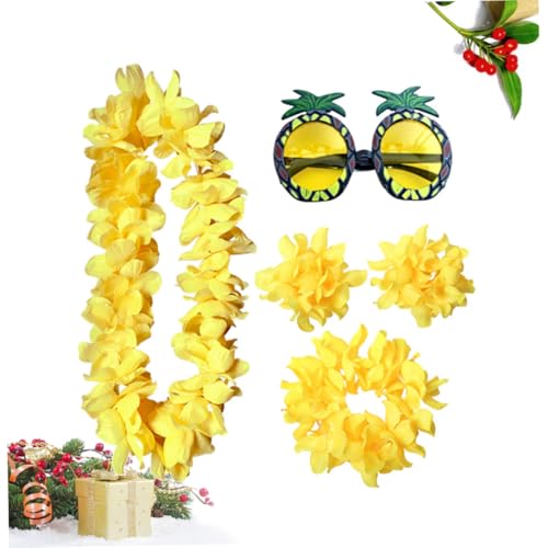 VANZACK 5 Stück Teiliges Hawaii Party mit Gelbem Blumenkranz Ananas Brille Armband und Kopfschmuck Lustige Hawaiianische Accessoires für Tanz Cosplay und Festliche Dekoration VANZACK 5 Stück Teiliges Hawaii Party mit Gelbem Blumenkranz Ananas Brille Armband und Kopfschmuck Lustige Hawaiianische Accessoires für Tanz Cosplay und Festliche Dekoration von VANZACK