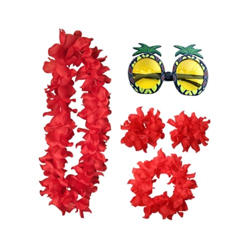 VANZACK 5 Stück Teiliges Hawaii Party mit Roter Blumengirlande Ananas-brille Armband und Kopfschmuck Lustige Tropische Hawaii-accessoires für Frauen Leicht Robust für Karneval und VANZACK 5 Stück Teiliges Hawaii Party mit Roter Blumengirlande Ananas-brille Armband und Kopfschmuck Lustige Tropische Hawaii-accessoires für Frauen Leicht Robust für Karneval und von VANZACK