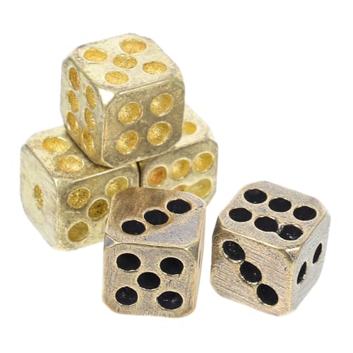 VANZACK 5 Stück Teiliges Kupfer Würfel Metallspielwürfel Kleine Spielwürfel mit Abgerundeten Kanten Robust für Bar und Tischspiele Zufällige Farbe von VANZACK