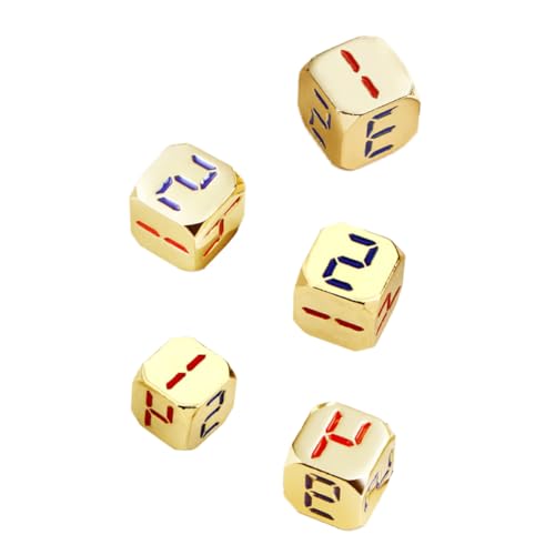 VANZACK 5 Stück Teiliges Metall Würfel Goldfarben mit Großen Zahlen Runde Ecken Robust und Leicht Vielseitig für Brettspiele Poker Party und Spielunterricht Langlebig und Kratzfest von VANZACK