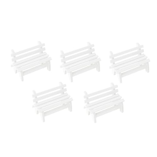 VANZACK 5 Stück Teiliges Mini Holzbank Handgefertigte Weiße Miniatur Gartenbank für Puppenhaus Vielseitige Fotorequisite Desktop Dekoration Langlebig und Kreativ für Innenräume von VANZACK