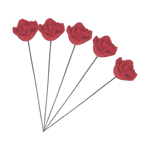 VANZACK 5 Stück Teiliges Mini Rosen Blumen Picks Künstliche Miniatur Blumen Puppenhaus Landschaftsdeko Leichtes Spieltisch Zubehör Naturgetreue Rote Rosen für Micro Garten und VANZACK 5 Stück Teiliges Mini Rosen Blumen Picks Künstliche Miniatur Blumen Puppenhaus Landschaftsdeko Leichtes Spieltisch Zubehör Naturgetreue Rote Rosen für Micro Garten und von VANZACK