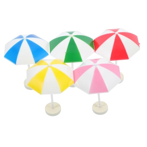 VANZACK 5 Stück Teiliges Mini Strandschirm Bunte Mini Schirm Deko für Puppenhaus Micro Landschaft Stabiles Material Vielseitig Einsetzbar als Strand und Sandkasten Dekoration von VANZACK