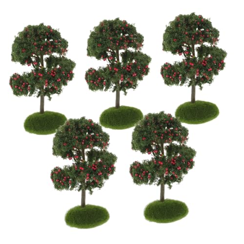 VANZACK 5 Stück Teiliges Miniatur Modell Realistische Kunststoff Mini Bäume für Sandtisch DIY Mikro Landschaft Dekoration Detailreiche Künstliche Fruchtbäume mit Moos für Wohn und von VANZACK