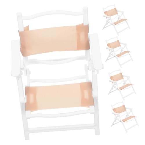VANZACK 5 Stück Teiliges Miniatur-strandliegestuhl- Klappbare Mini Liegestühle aus Kunststoff Puppenhaus-möbel Zubehör Realistische Outdoor-möbel für Rollenspiele Kompatibel mit von VANZACK