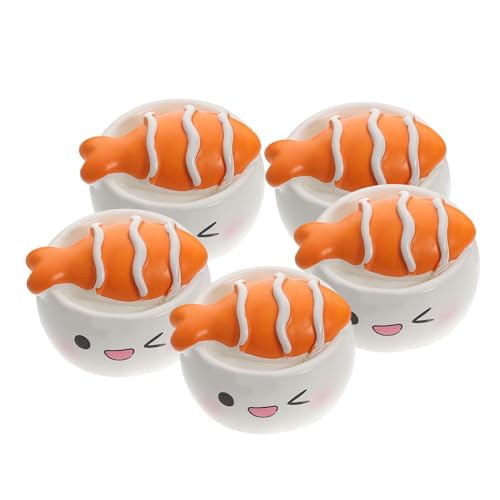 VANZACK 5 Stück Teiliges Sushi Modell aus Resin Detailreiche Cartoon Lebensmitteldeko Kompakte Mikrolandschaft Dekofiguren für Puppenhaus Kuchen Auto und DIY Accessoires von VANZACK
