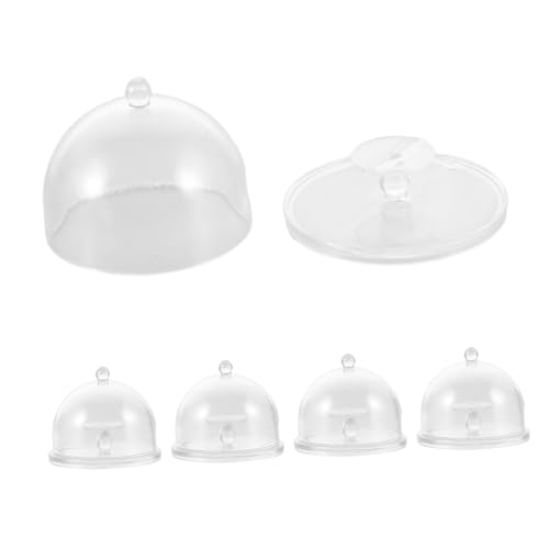 VANZACK 5 Stück Transparente Dessert Display Platte mit Abdeckungen für Puppenhaus Küchenaccessoires für Kreatives Spiel und Dekoration von VANZACK