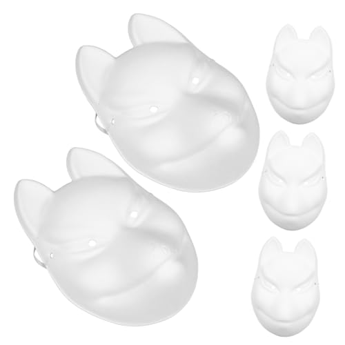VANZACK 5Stücke DIY Weiße Papiertaschenmasken Für Unbemalte Fuchsmaske Leere Masken Für Maskerade Zubehör Bastelbedarf Für Fasching Karneval Und Kostümpartys von VANZACK