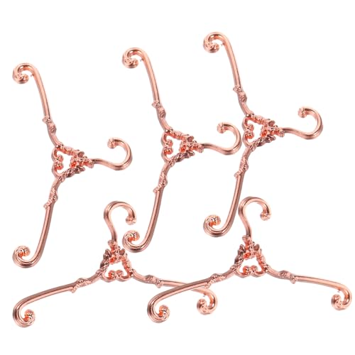VANZACK 5Stücke Kleiderbügel Für Puppen Hochwertige Puppenoutfit Halter Im Retro Design Roségold Für Puppenkleiderschrank Und Puppenmöbel von VANZACK