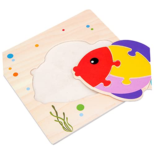 VANZACK 5Stücke Teiliges Holzpuzzle Mit Cartoon Tieren Für Dreidimensionales Puzzle Biene Frosch Fisch Elefant Motorischen Fähigkeiten von VANZACK