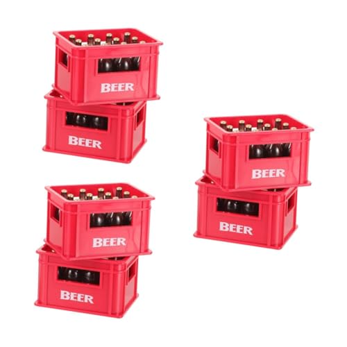 VANZACK 6 Sätze Miniatur Weinflaschen und Kisten Dekorative Puppenhaus Accessoires Realistische Miniaturflaschen und Holzkisten für Puppenhaus Deko und Mini Bars von VANZACK