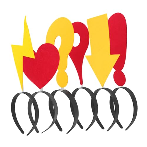 VANZACK 6 Stück Bunte Arrow Headbands mit Lustigen Fragezeichen und Ausrufezeichen Leichte Komfortable Haarreifen für Mädchen und Frauen Kreative Party und Fotodekorationen für von VANZACK